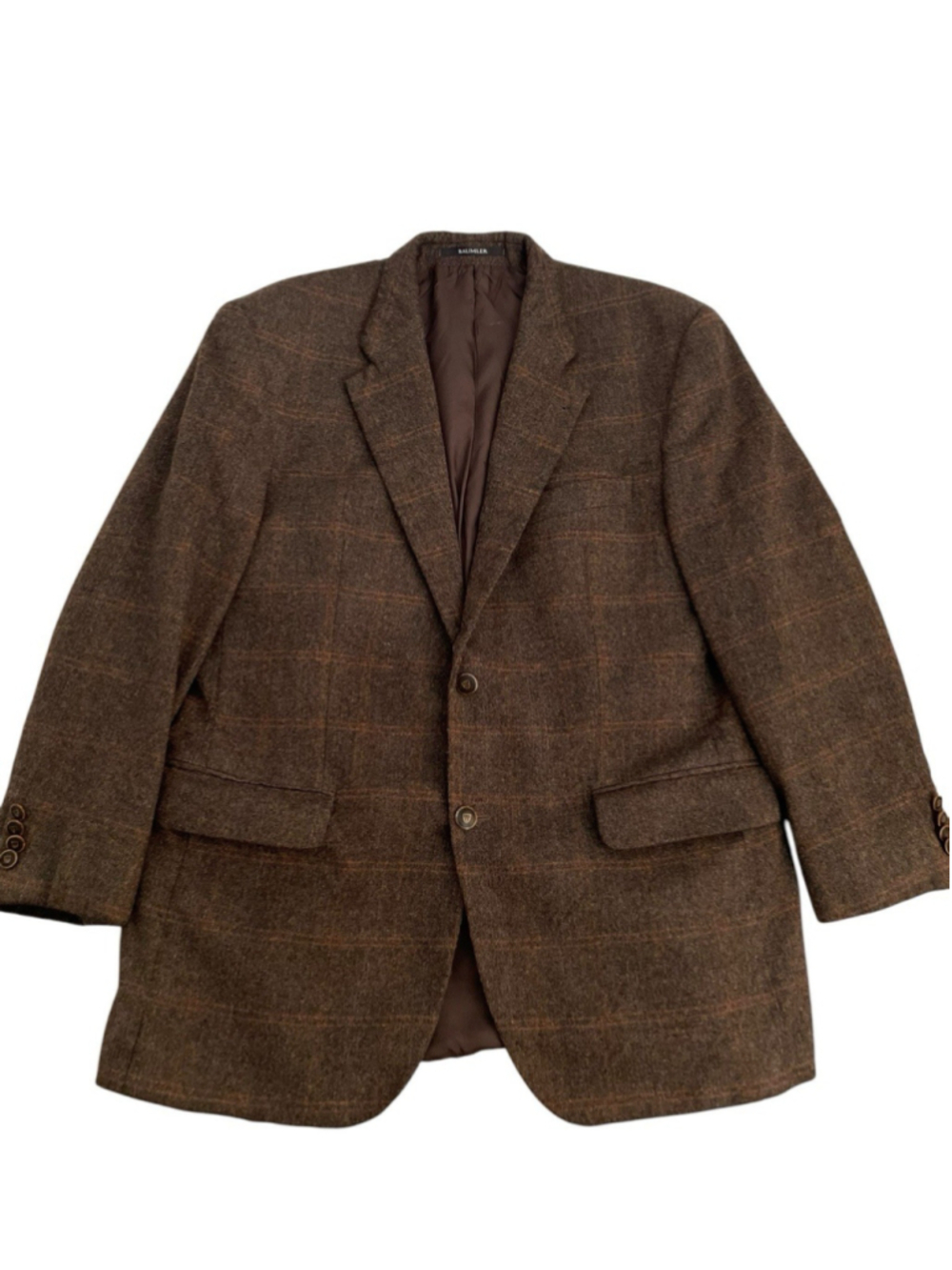 Baumler Loro Piana Zelander Merino Wool Blazer Men 44S Slim Brown Windowpane